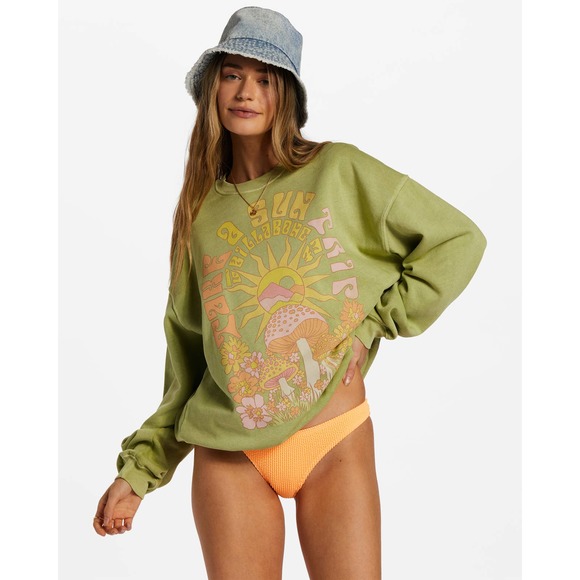 Billabong Women's Ride In Oversized Relaxed Fit Crewneck Sweatshirt in X-Small - Picture 2 of 4